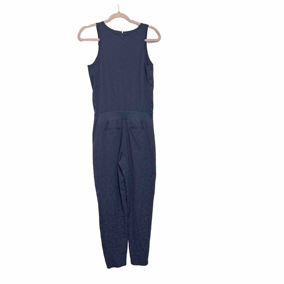 Athleta Brooklyn Textured Jumpsuit Women's‎ Size 2 Blue Leopard Print - Picture 6 of 14